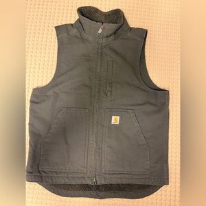 Carhartt Gray Duck Cotton Sherpa Lined Vest
